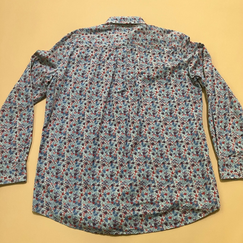 Johnnie-O Hangin' Out Men's Medium Floral Button Down Shirt  Red Blue Prep Party - Picture 6 of 10